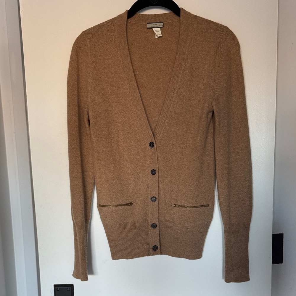 J.Crew 100% cashmere camel cardigan size xs